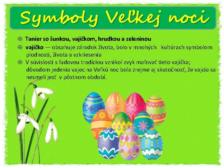 Symboly Veľkej noci Tanier so šunkou, vajíčkom, hrudkou a zeleninou vajíčko — obsahuje zárodok