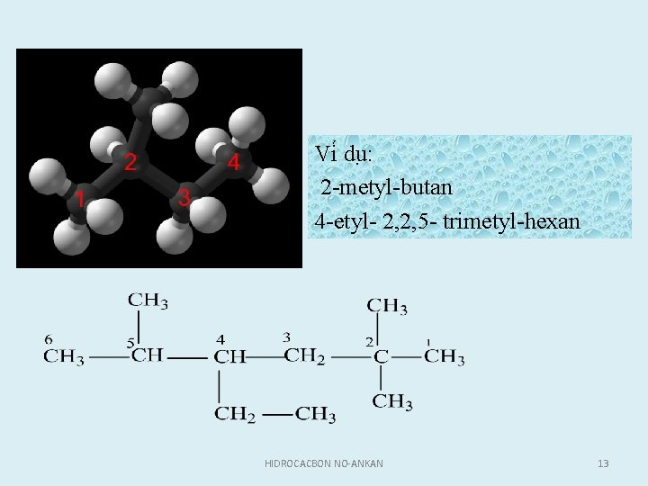 Vi du : 2 metyl butan 4 etyl 2, 2, 5 trimetyl hexan HIDROCACBON