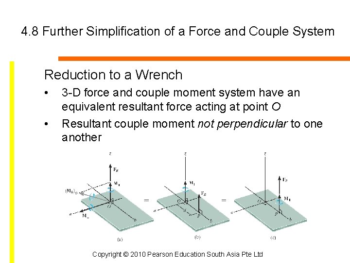 4. 8 Further Simplification of a Force and Couple System Reduction to a Wrench