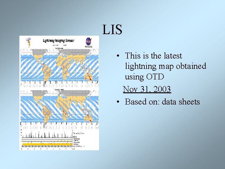 LIS • This is the latest lightning map obtained using OTD Nov 31, 2003