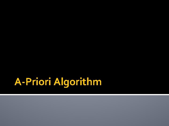 A-Priori Algorithm 