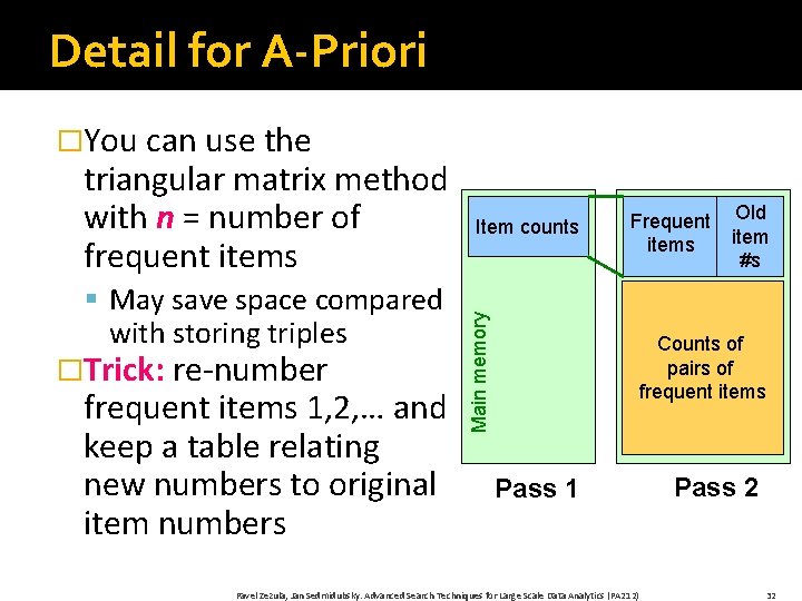 Detail for A-Priori �You can use the § May save space compared with storing