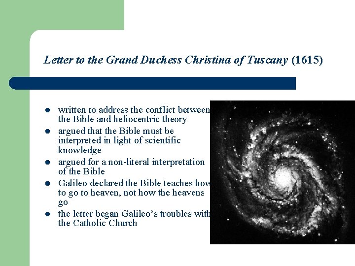 Letter to the Grand Duchess Christina of Tuscany (1615) l l l written to