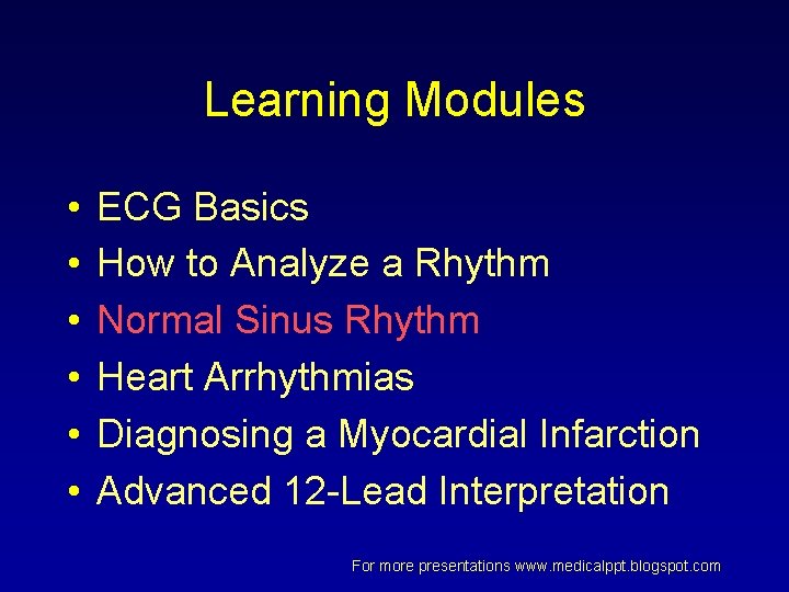 Mindware Training Module Ecg FOR MORE FREE MEDICAL POWERPOINT PRESENTATIONS VISIT WEBSITE