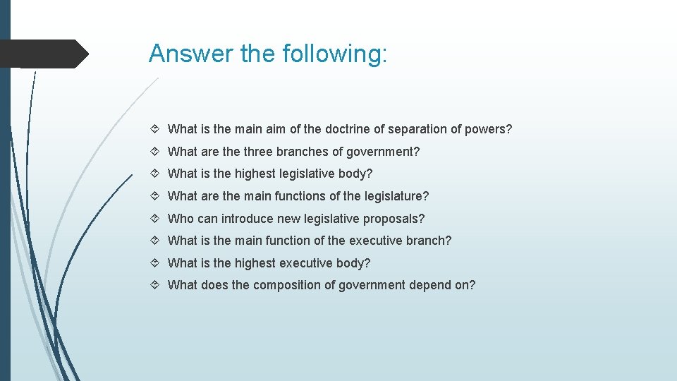 Answer the following: What is the main aim of the doctrine of separation of