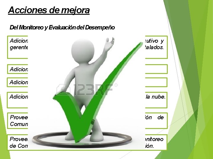 Acciones de mejora Del Monitoreo y Evaluación del Desempeño Adicionar al menos 150 usuarios