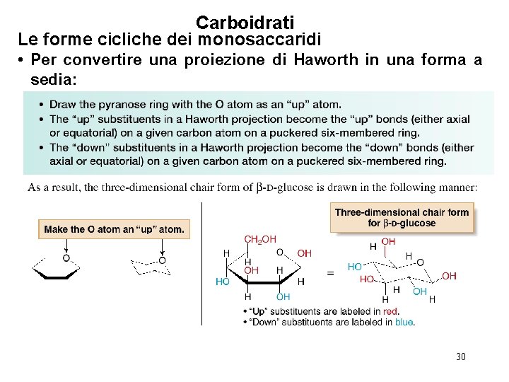 Carboidrati Le forme cicliche dei monosaccaridi • Per convertire una proiezione di Haworth in