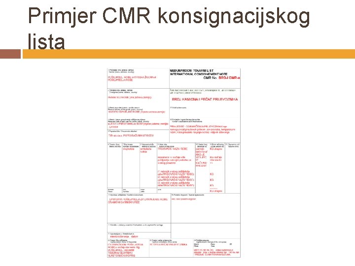 Primjer CMR konsignacijskog lista 
