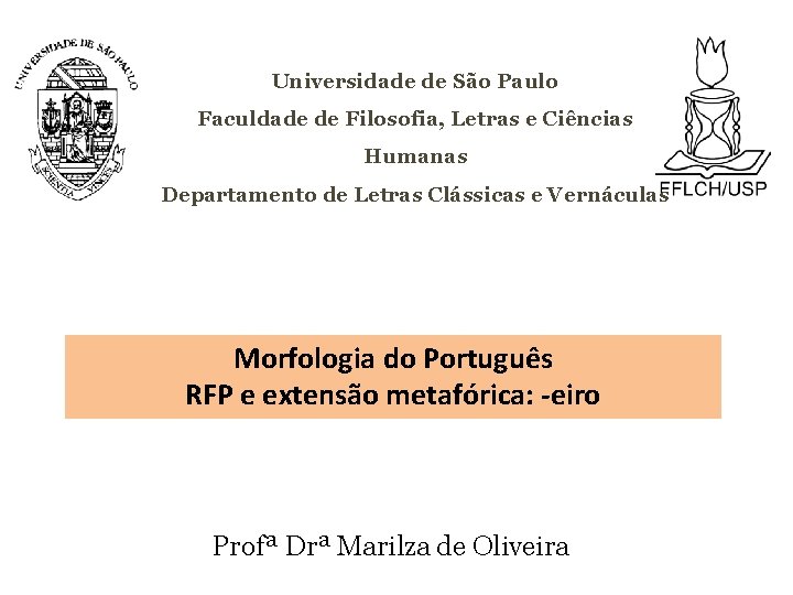 Universidade de São Paulo Faculdade de Filosofia, Letras e Ciências Humanas Departamento de Letras