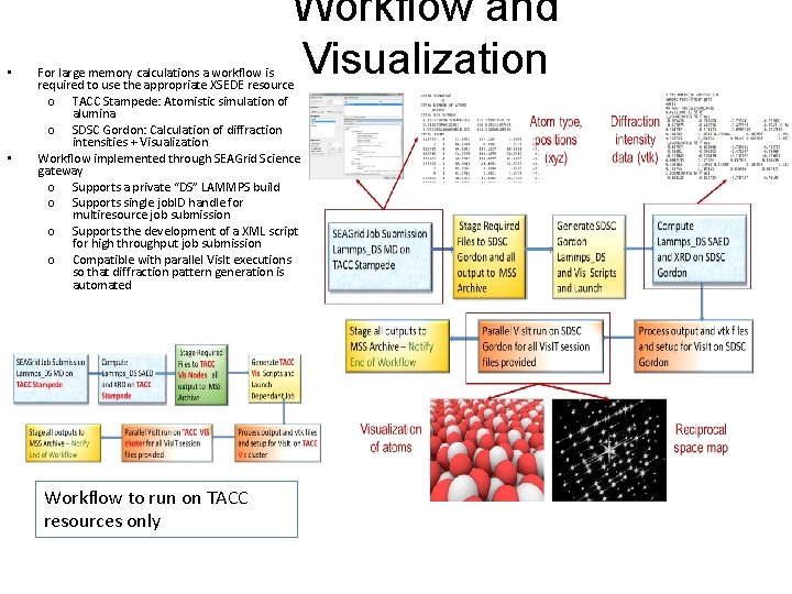  • • Workflow and Visualization For large memory calculations a workflow is required