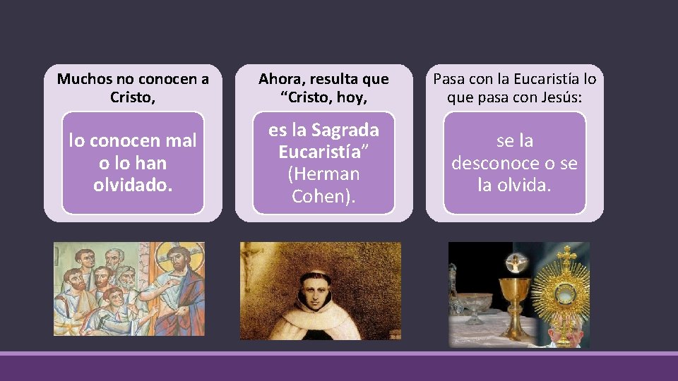 Muchos no conocen a Cristo, Ahora, resulta que “Cristo, hoy, Pasa con la Eucaristía