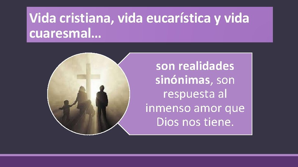 Vida cristiana, vida eucarística y vida cuaresmal… son realidades sinónimas, son respuesta al inmenso