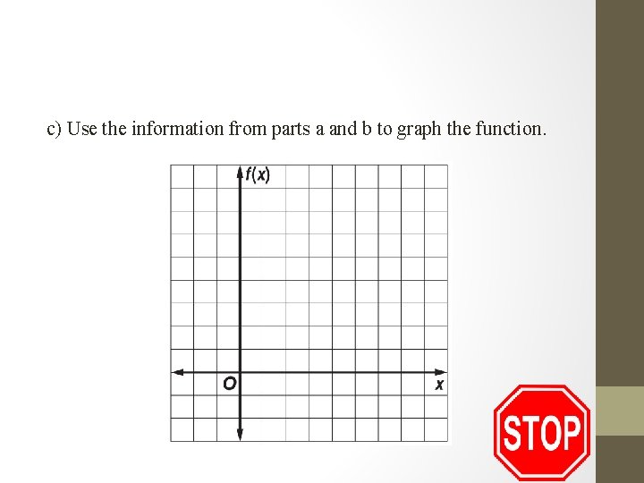 c) Use the information from parts a and b to graph the function. 