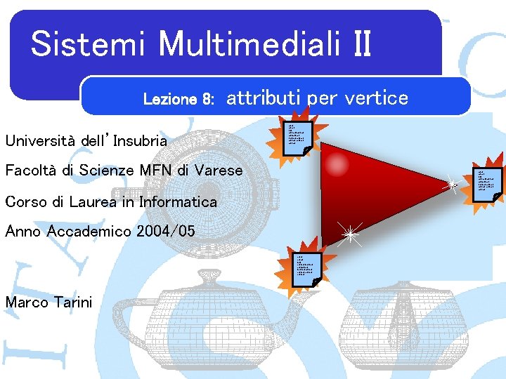 Sistemi Multimediali II Lezione 8: attributi per vertice Università dell’Insubria asdad asdsad fadf asdf