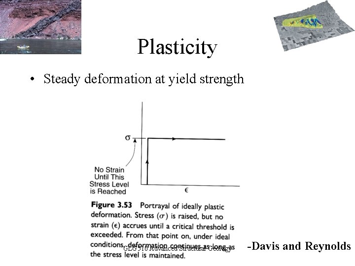 Plasticity • Steady deformation at yield strength GLG 510 Advanced Structural Geology -Davis and