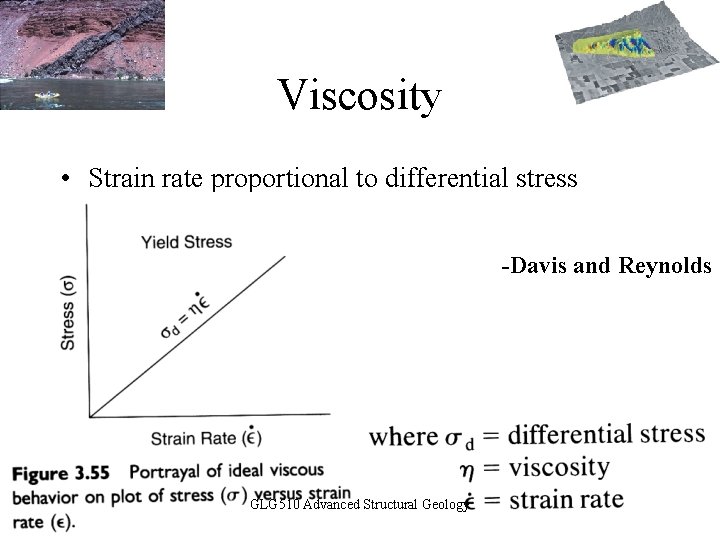 Viscosity • Strain rate proportional to differential stress -Davis and Reynolds GLG 510 Advanced