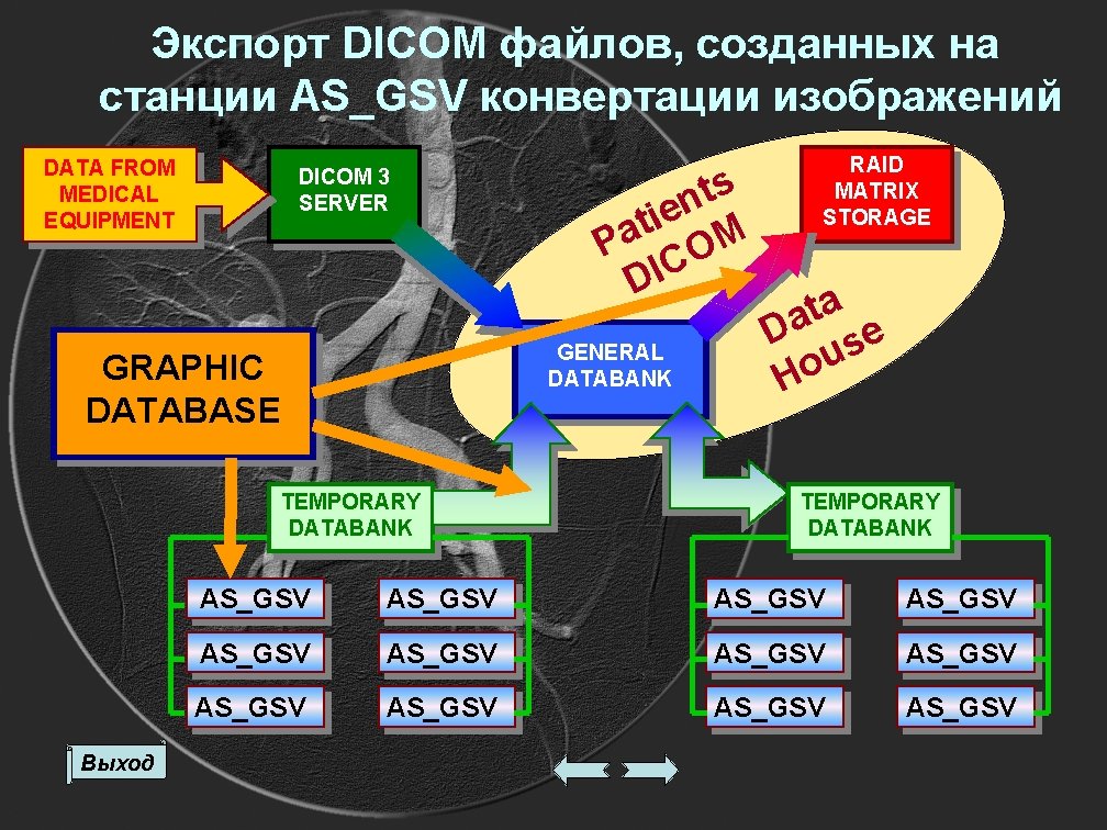Экспорт DICOM файлов, созданных на станции AS_GSV конвертации изображений DATA FROM MEDICAL EQUIPMENT DICOM