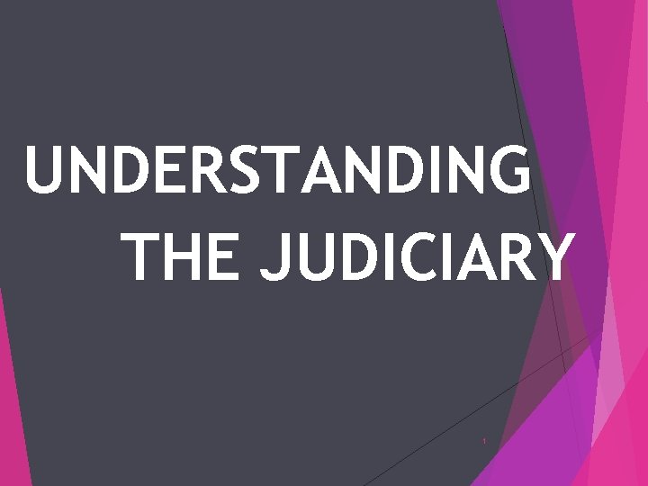 UNDERSTANDING THE JUDICIARY 1 