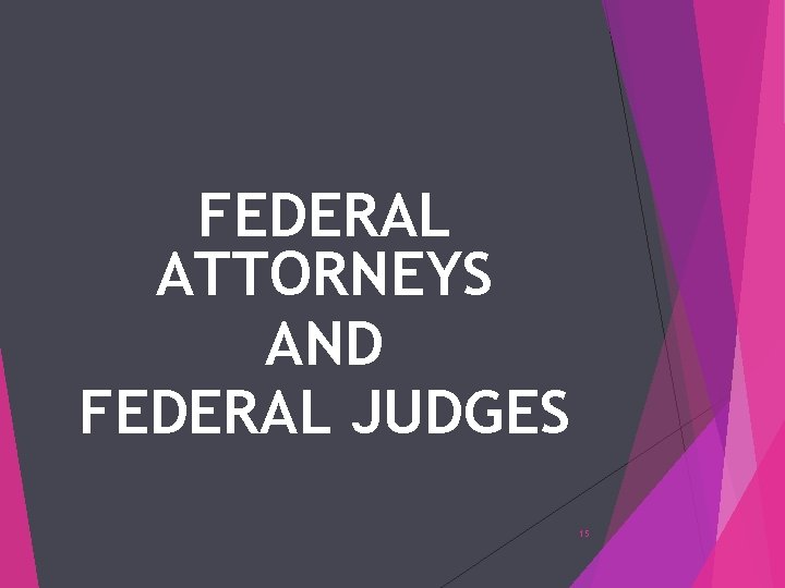 FEDERAL ATTORNEYS AND FEDERAL JUDGES 15 