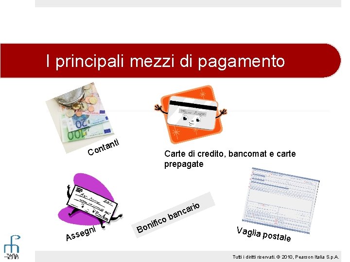 I principali mezzi di pagamento ti n a t on C Carte di credito,