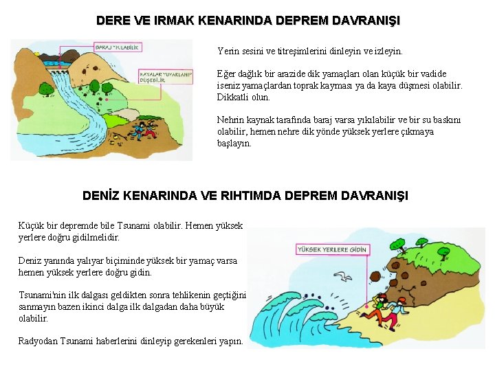 DERE VE IRMAK KENARINDA DEPREM DAVRANIŞI Yerin sesini ve titreşimlerini dinleyin ve izleyin. Eğer