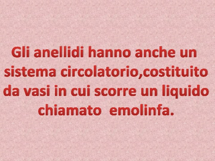 Gli anellidi hanno anche un sistema circolatorio, costituito da vasi in cui scorre un