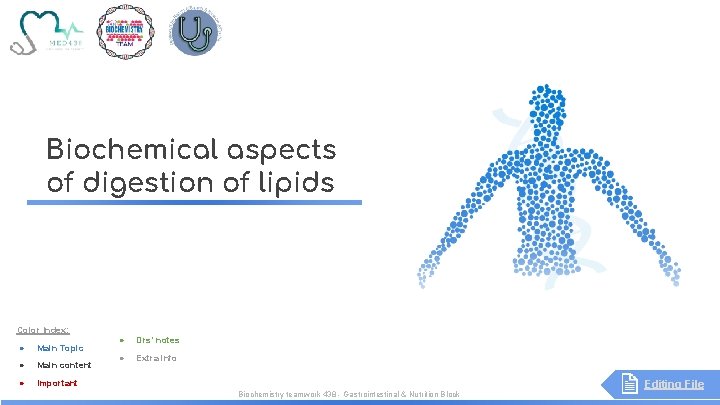 Biochemical aspects of digestion of lipids Color Index: ● Main Topic ● Main content