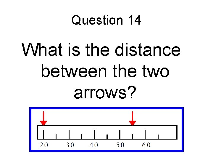 Question 14 What is the distance between the two arrows? Question 14 What is the distance between the two arrows?