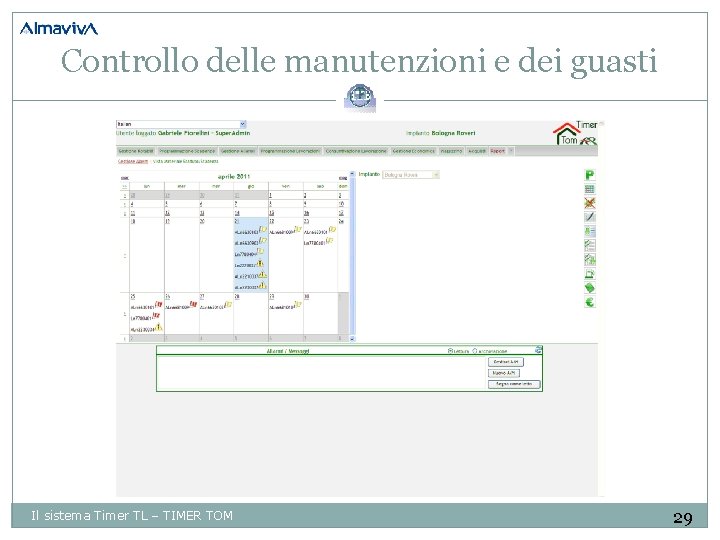 Controllo delle manutenzioni e dei guasti Il sistema Timer TL – TIMER TOM 29