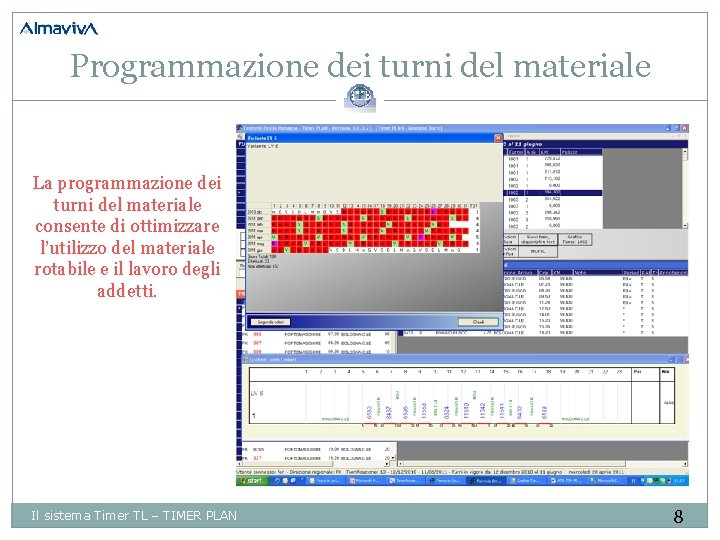 Programmazione dei turni del materiale La programmazione dei turni del materiale consente di ottimizzare