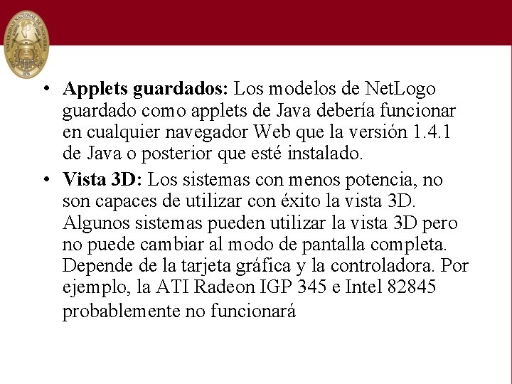  • Applets guardados: Los modelos de Net. Logo guardado como applets de Java