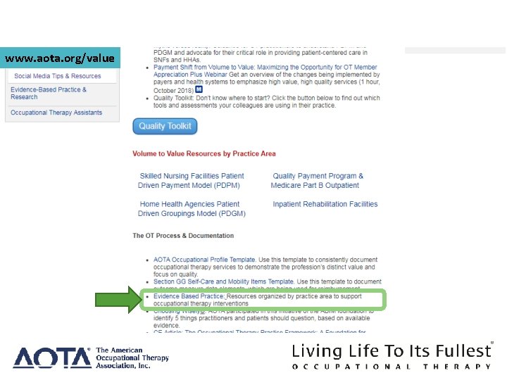 www. aota. org/value www. aota. org/value