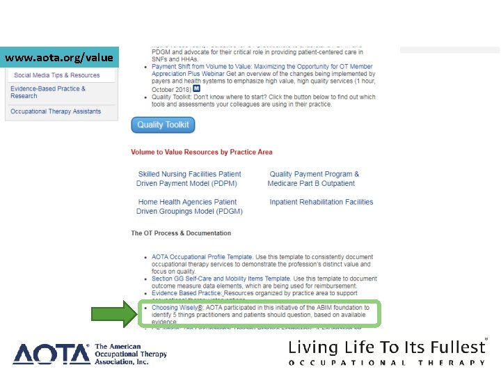 www. aota. org/value www. aota. org/value