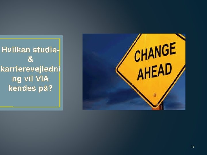 Hvilken studie- & karrierevejledni ng vil VIA kendes på? 14 