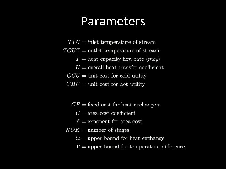 Parameters Parameters