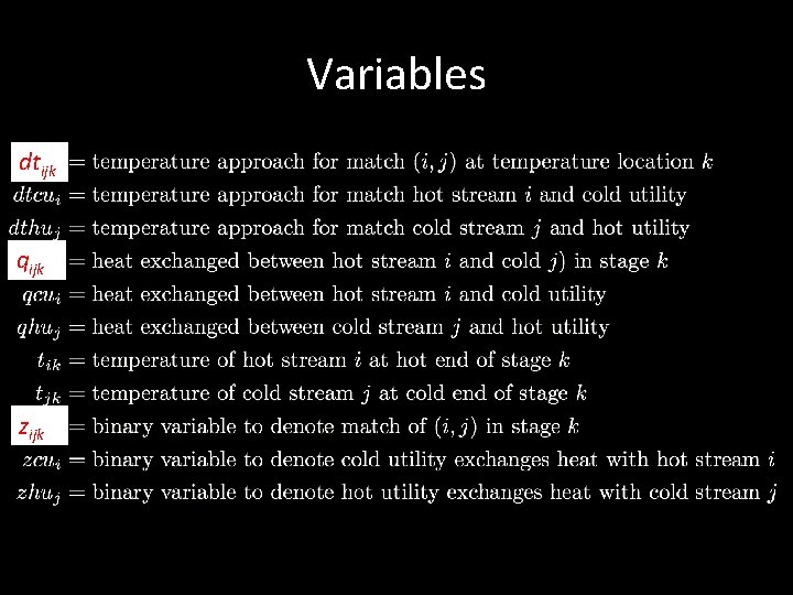 Variables dtijk qijk zijk Variables dtijk qijk zijk