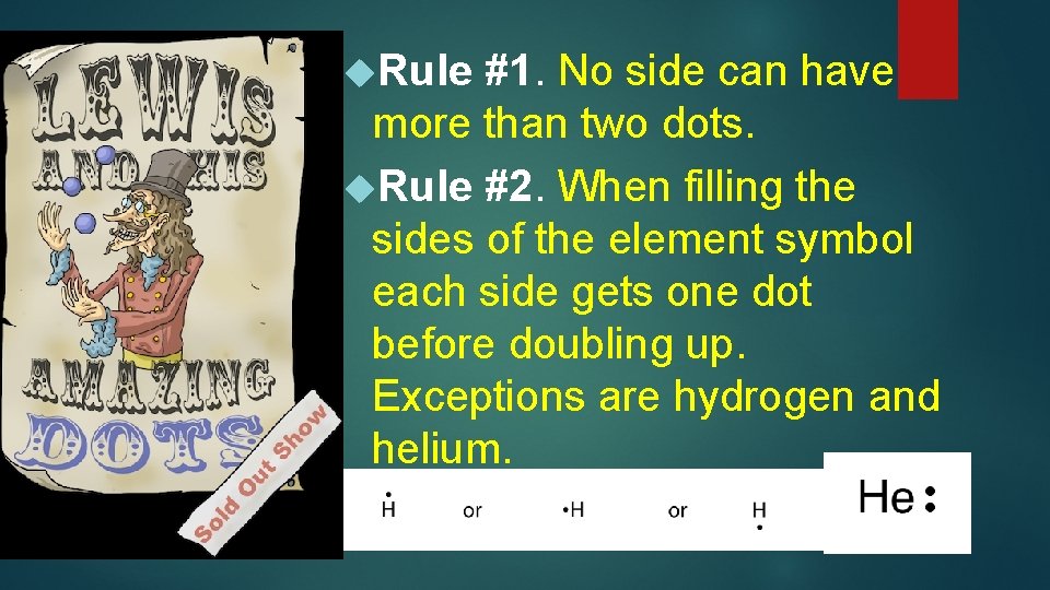  Rule #1. No side can have more than two dots. Rule #2. When