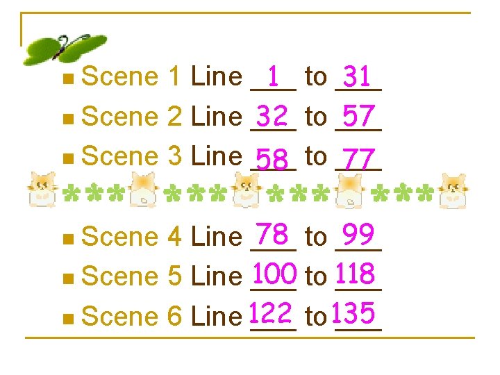 1 Line ___ 1 to ___ 31 n Scene 2 Line ___ 32 to