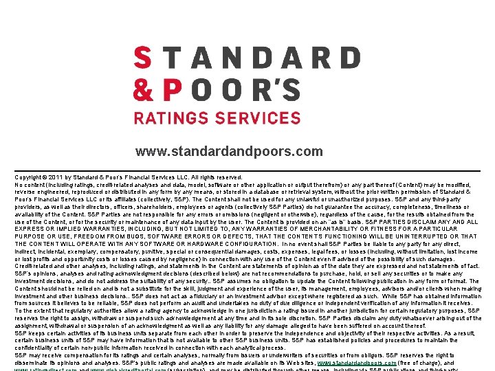 www. standardandpoors. com Copyright © 2011 by Standard & Poor’s Financial Services LLC. All