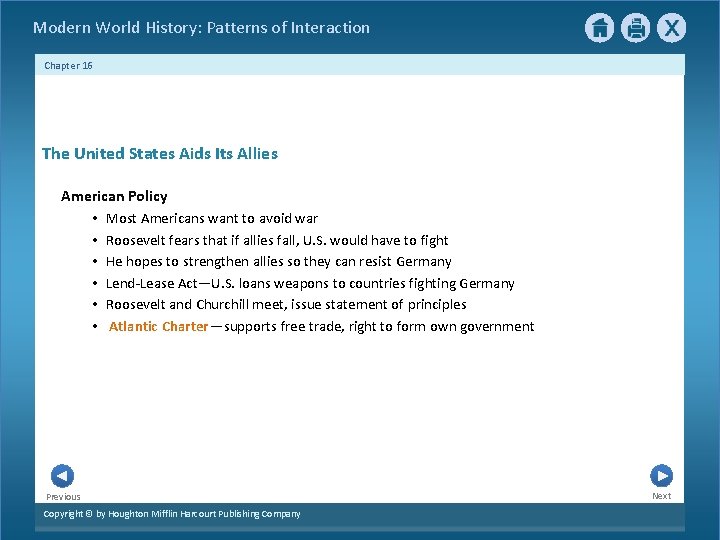 Modern World History: Patterns of Interaction Chapter 16 The United States Aids Its Allies