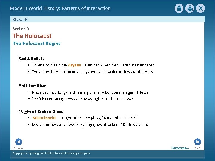 Modern World History: Patterns of Interaction Chapter 16 Section-3 The Holocaust Begins Racist Beliefs