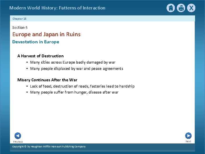 Modern World History: Patterns of Interaction Chapter 16 Section-5 Europe and Japan in Ruins