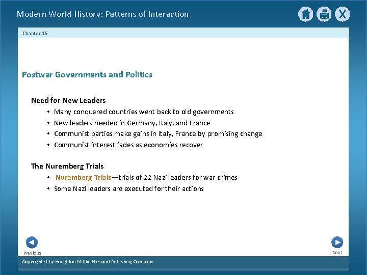 Modern World History: Patterns of Interaction Chapter 16 Postwar Governments and Politics Need for