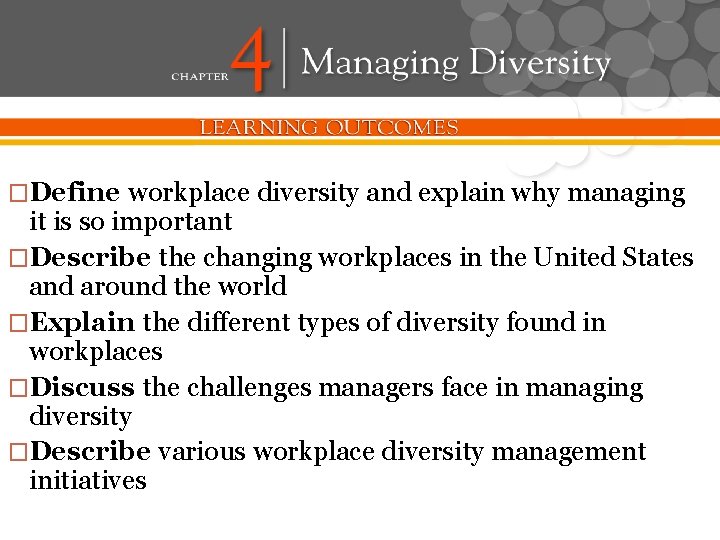 �Define workplace diversity and explain why managing it is so important �Describe the changing