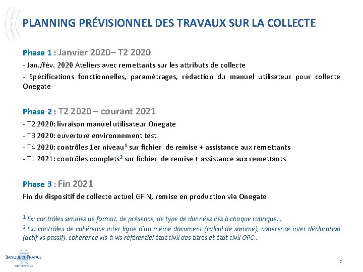 PLANNING PRÉVISIONNEL DES TRAVAUX SUR LA COLLECTE Phase 1 : Janvier 2020– T 2
