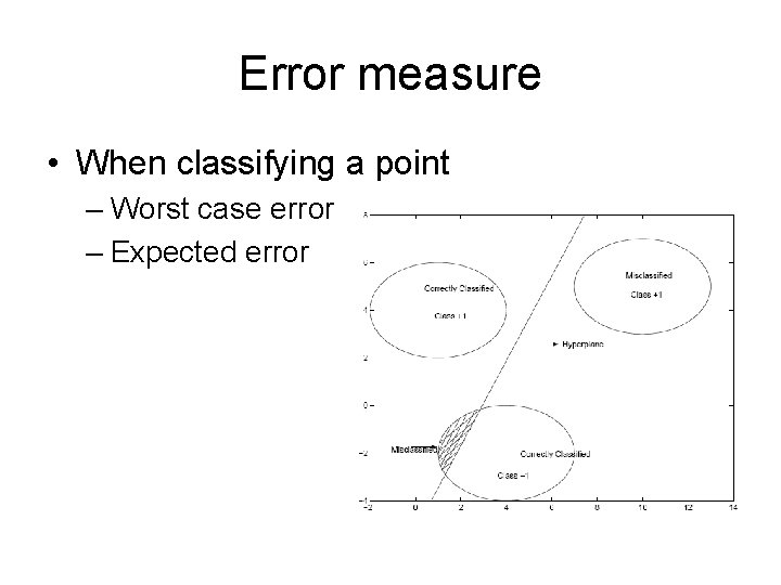 Error measure • When classifying a point – Worst case error – Expected error