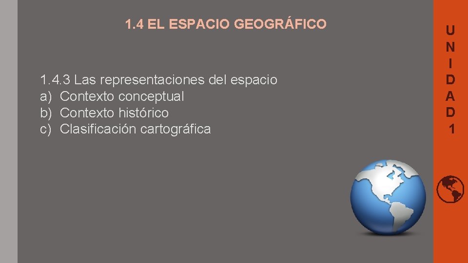 1. 4 EL ESPACIO GEOGRÁFICO 1. 4. 3 Las representaciones del espacio a) Contexto