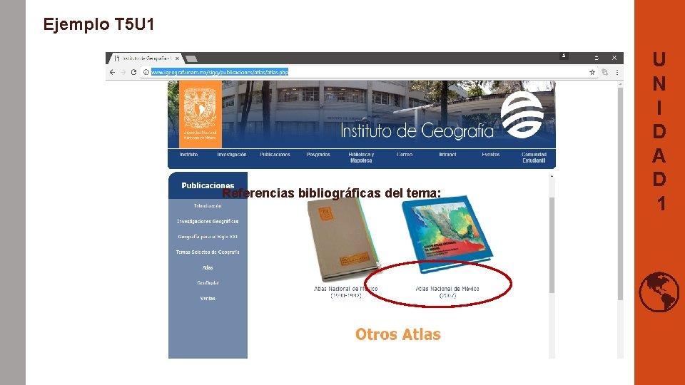 Ejemplo T 5 U 1 Referencias bibliográficas del tema: U N I D A