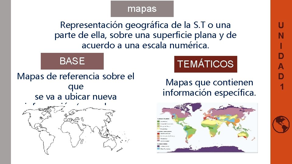 mapas Representación geográfica de la S. T o una parte de ella, sobre una