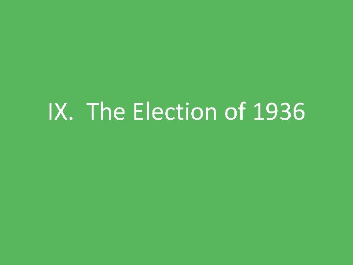 IX. The Election of 1936 